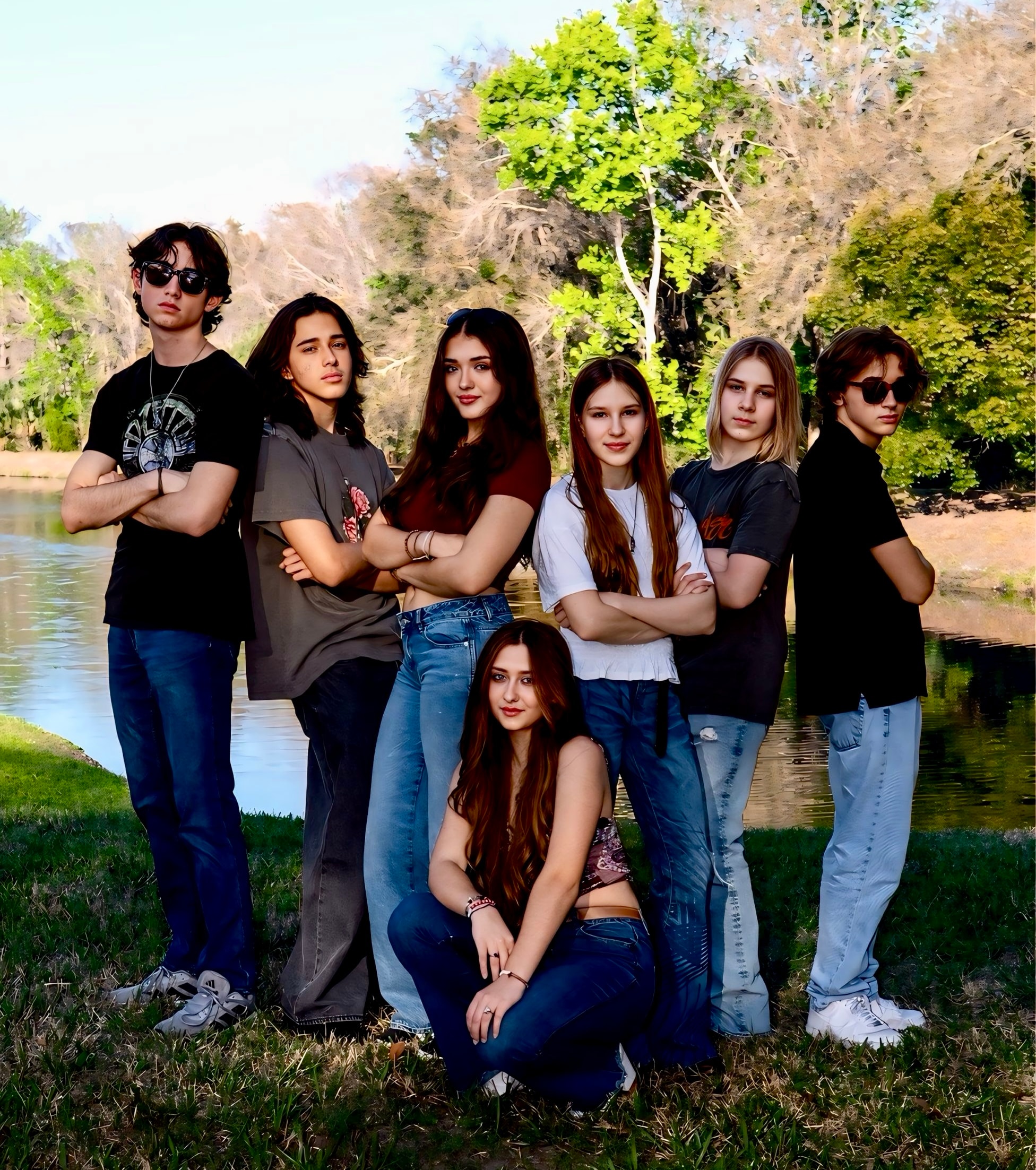 Lana Carollo and the crew by the river